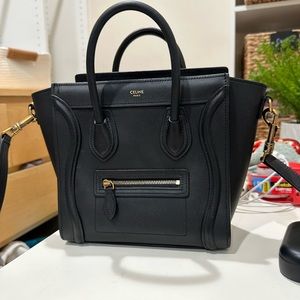 Celine Luggage Bag Smooth Leather Nano Black